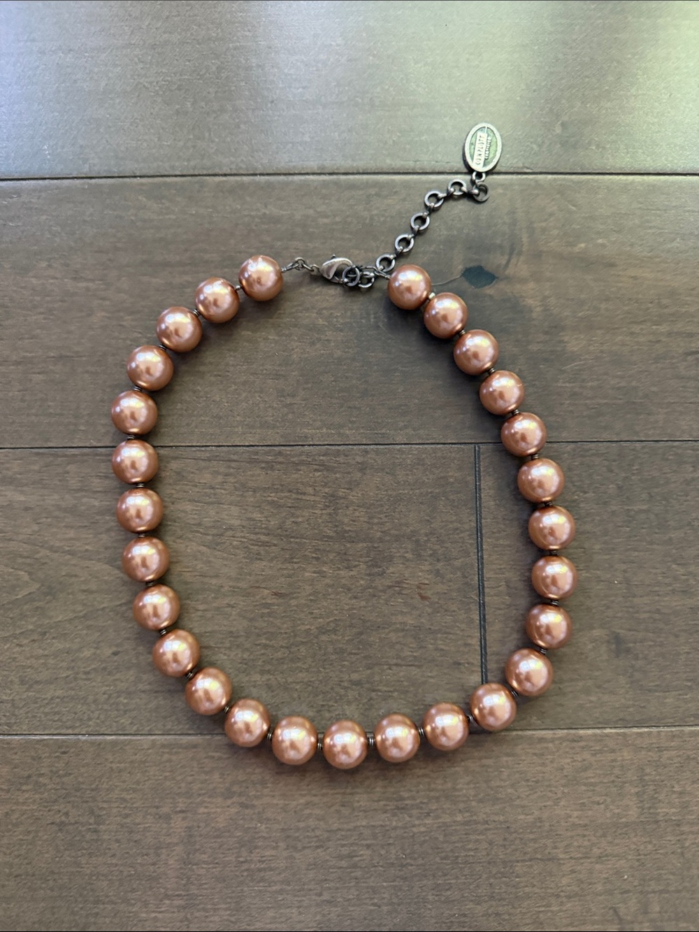 Copper Pearl Bead Necklace - Classic Shiny Copper Tone